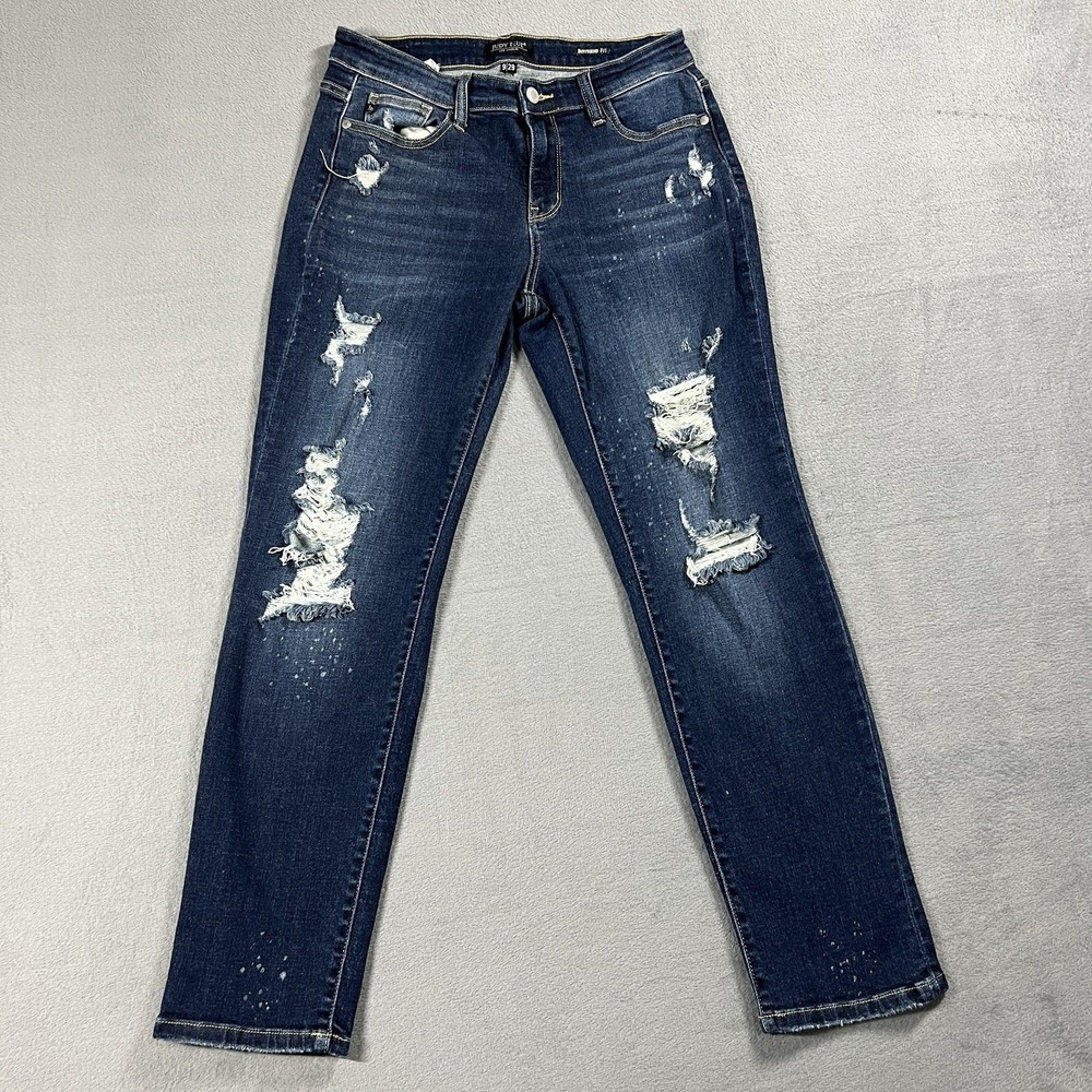 Judy Blue Jeans Womens 29 Boyfriend Dark Wash Mid Rise Stretch Denim - Picture 1 of 10